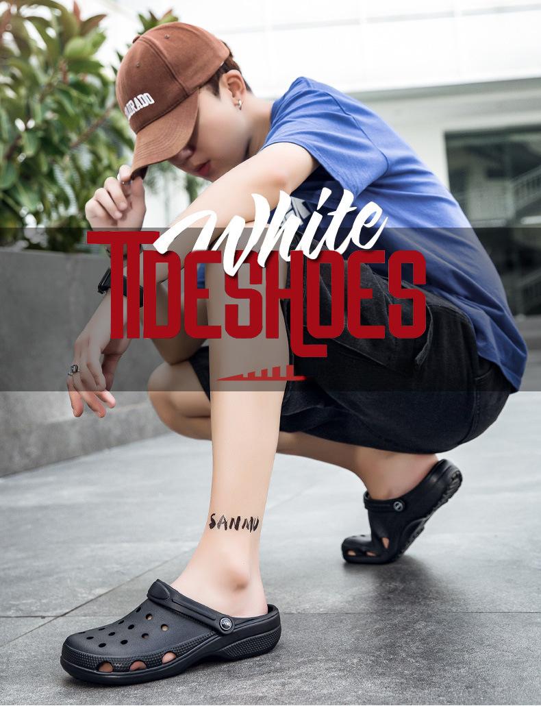 Product Introduction of Summer new style solid color hole shoes, men and women's sandals, suitable for wearing on the beach and other occasions 1