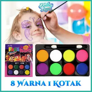 8 Warna Cat Wajah Waterbased Aman Non Toxic Mudah Hilang Air Face Body Painting Halloween Cosplay