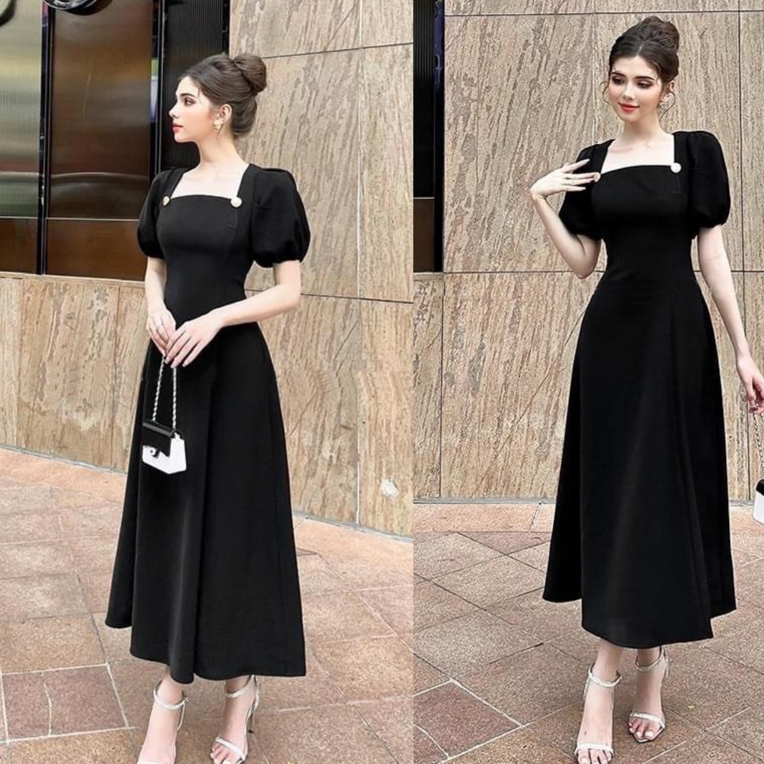 [Xả Kho] Thời Trang Bigsize Váy Dự Tiệc Cao Cấp Thanh lịch 50 - 100Kg Nữ Cotton Women Dress Đen - A.1047