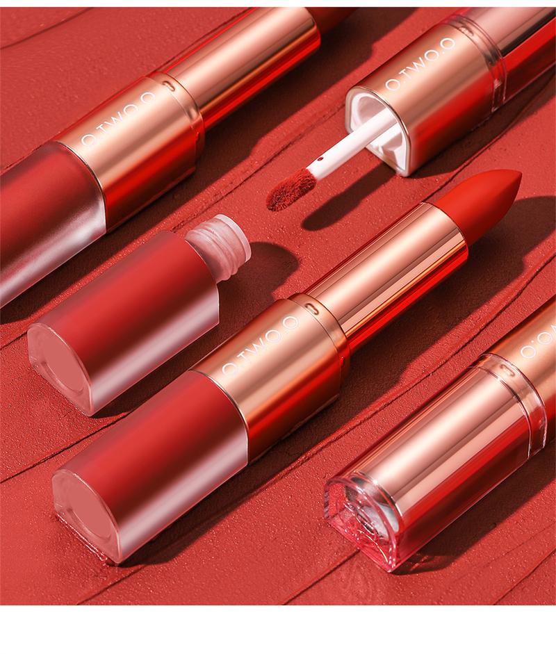 Product Introduction of 【COD】O.TW O.O 2-in-1 Soft Mist Double Sided Lip Mud Lipstick Waterproof Non Stick Cup Non Graduated Cup Velvet Mist Lipstick 28