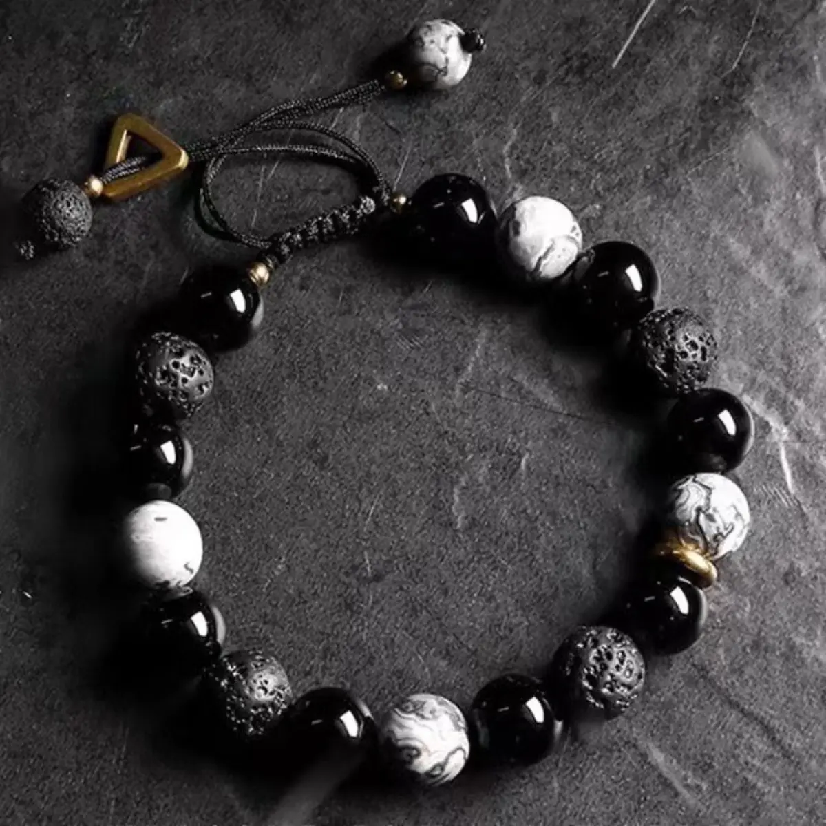 Obsidian bracelet for men, high-end volcanic stone bead bracelet as a for boyfriend