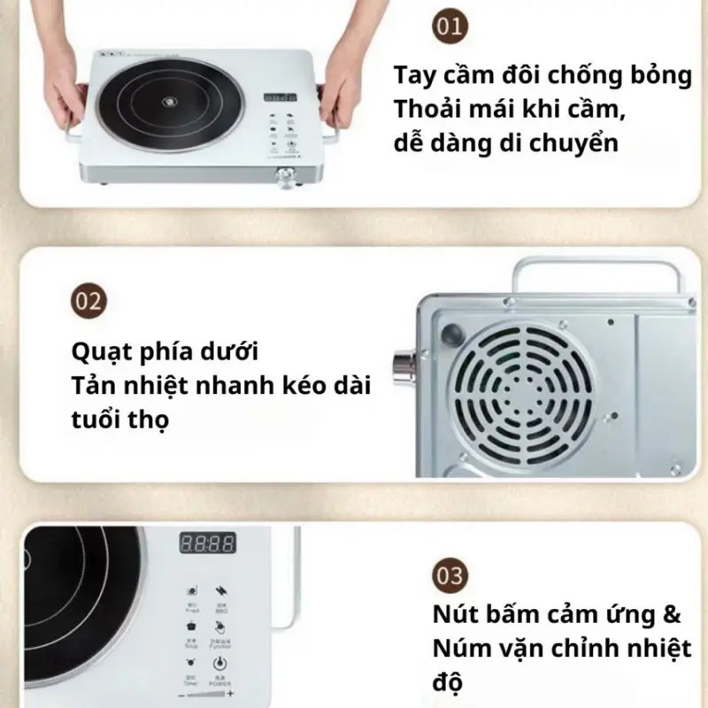 Combo 2 Bếp Hồng Ngoại 3500W - Bếp Cảm Ứng Với Đáy Phẳng Chống Xước, Bảo Hành 12 Tháng điện 6