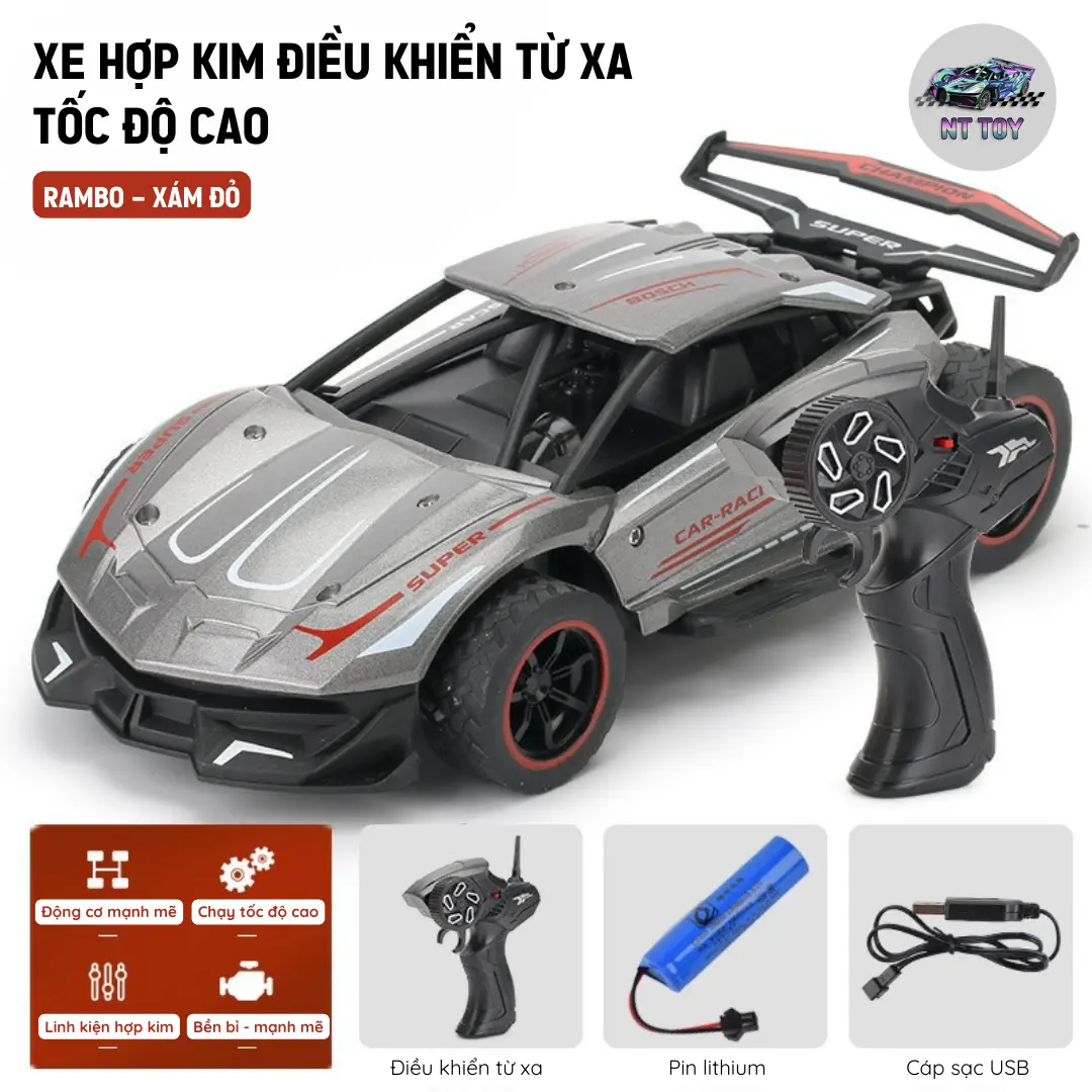 Xe Điều Khiển Từ Xa Siêu Tốc Độ - Hợp Kim Siêu Bền, Motor Mạnh, Pin Sạc USB,xe đua điều khiển từ xa drift