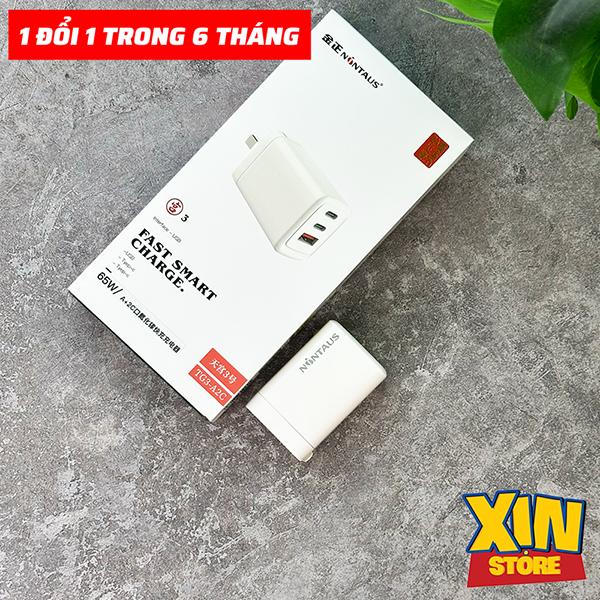  Củ sạc nhanh Nontaus PD 65W 3 cổng sạc hỗ trợ PPS 5A - sạc siêu nhanh 2.0 sạc nhanh 2 thiết bị cùng lúc BH 1 đổi 1. 