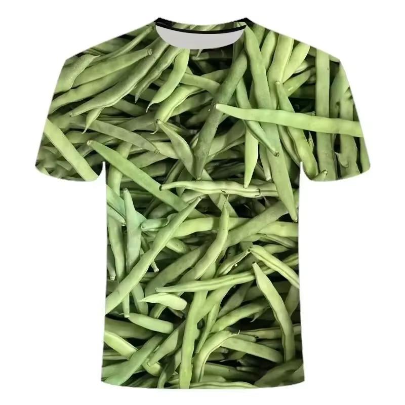 Product Introduction of Green Red Pepper 3D Printed T-shirt Vegetables Fruits Pattern Design Cool T Shirts 2024 Summer Fashion Leisure Men's Wear Tees 29