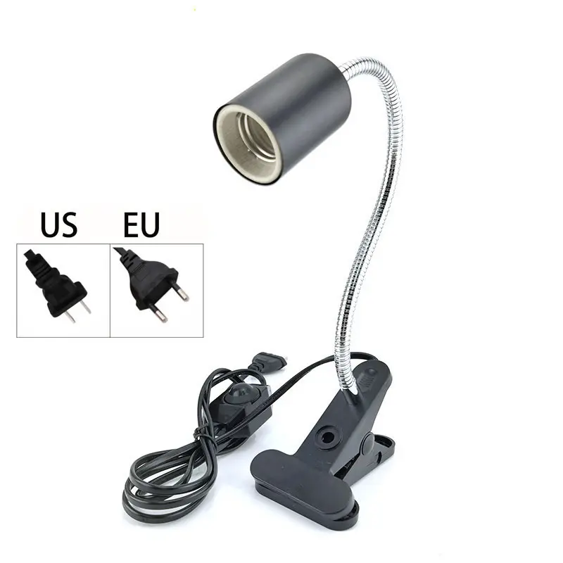 Desk Light Bulbs 220V E27 Base Lamp Clip Holder Flexible Clip Adjustable Switch