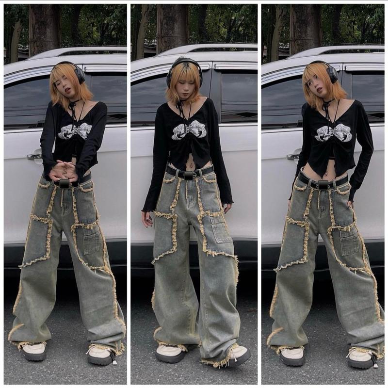 Quần Jean 4 TÚI TUA RUA ÂU MỸ, ống rộng 24cm, phong cách hiphop đường phố, cá tính dành cho cả nam và nữ