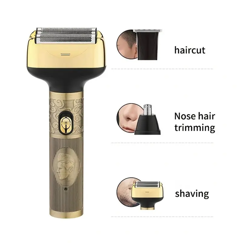 Men's Electric Hair Trimmer, 3 In 1 Men's Hair Shaver, Rechargeable Wet And Dry Cordless Epilator For Nose, Face, Beard, Portable Full Body Hair Trimmer, For Men's Shaving 5