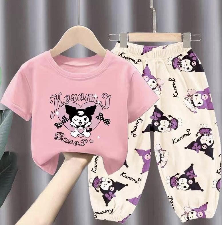 Bộ Đồ COROMI, Mẫu Mùa Hè Bé Gái, Sét Đồ Bé Gái, Mẫu COROMI , Thời Trang Bé Gái 9-45 kg cá tính bộ đồ áo cộc tay chất kiệu cotton thoáng mát (HỌA TIẾT IN HÌNH COROMI) MÃ C010 Vải Cotton Cho Bé