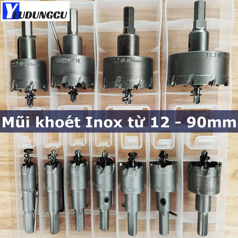 Mũi Khoét Inox Đầu Hợp Kim TCT Kích Thước 12-90mm khoan  lỗ