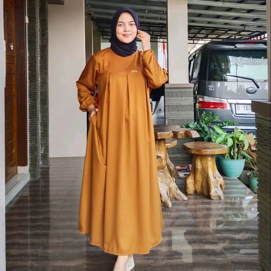 midi dress twill premium Polos adem lembut