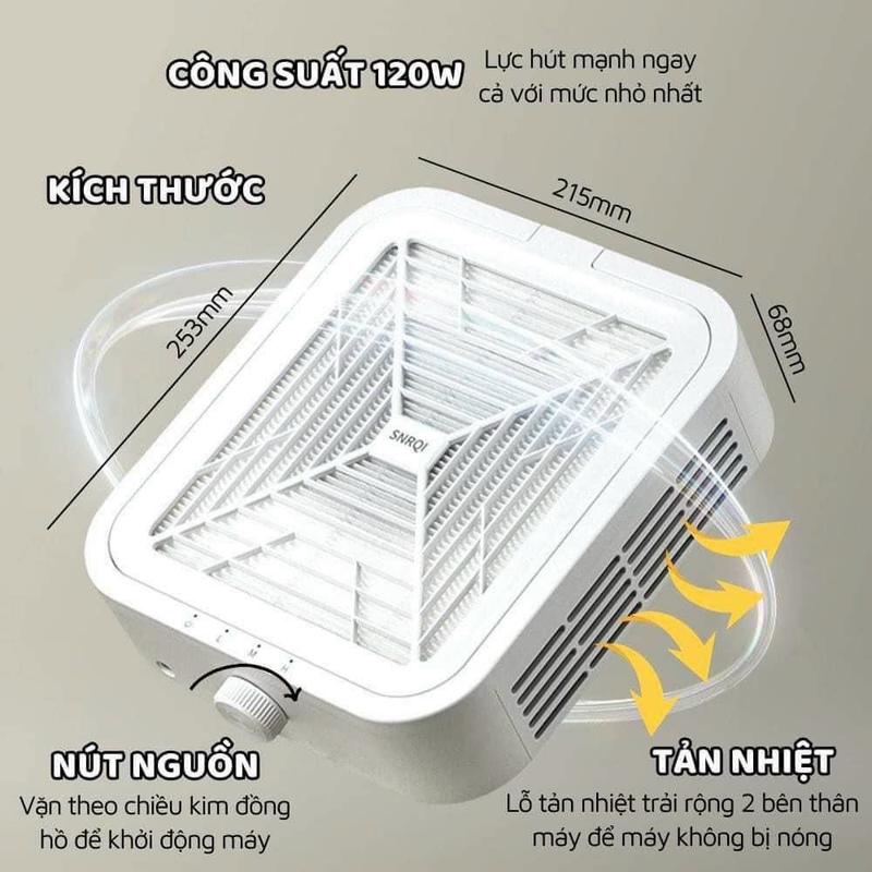 Máy Hút Bụi SNRQI Không tích điện hàng cao cấp chính hãng Công xuất 120w máy chạy êm dễ vệ sinh Lồng quạt quanh máy giúp máy chạy thoáng không gây nóng Dùng hút bụi khi làm móng tay