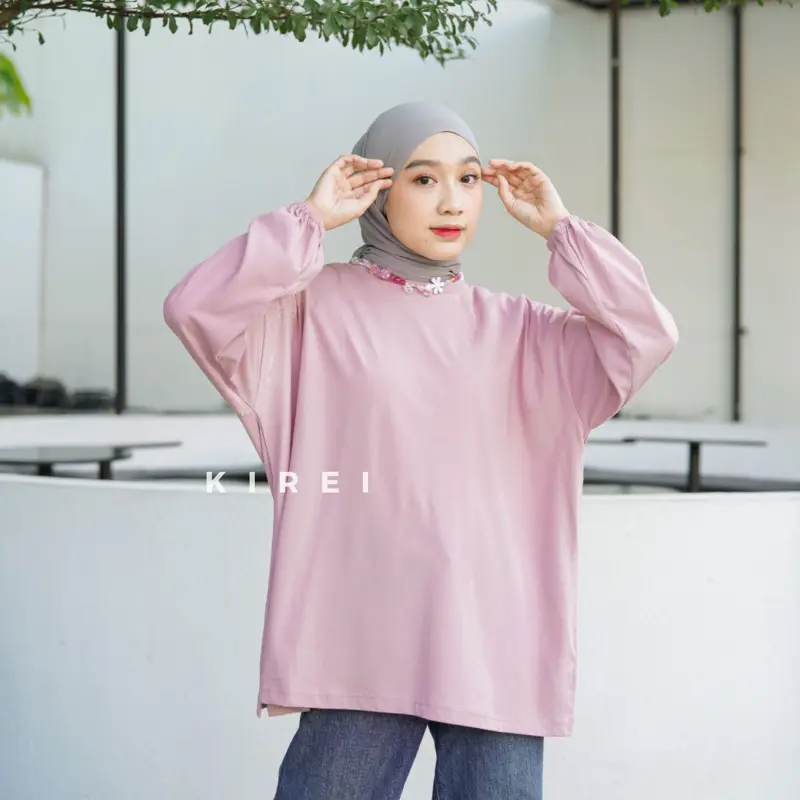 Kirei Outfit - Basic Oversize Top Lengan Panjang Karet Polos Nonbusui dan Busui 7