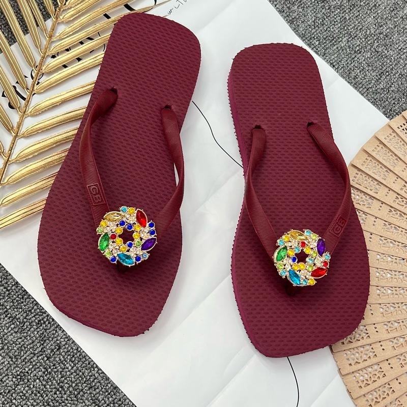  Dép CHAM TRÒN Nguyệt Quế Đính Đá Sang Dép Kẹp Xỏ Ngón Nữ DéP GiàY Shoes 