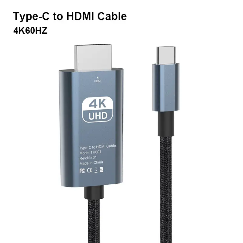 Type C To HDMI Cable 4K 60HZ 2M High Definition Screen USB C To HDTV Projection Screen Cable Type C to Hdmi Video Adapter For Laptop Mobile Phone Fireod