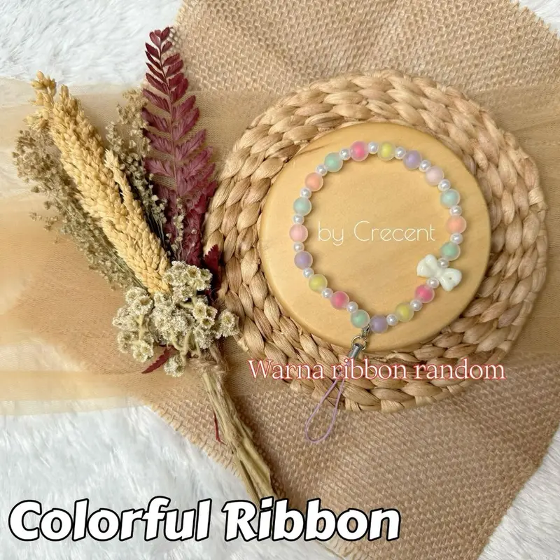 Lanyard Tali Gantungan Gelang Strap HP Phone Charm Handphone Device Kamera Handmade Macaron Candy Lanyard Full Warna Korean Style Black Pink Estetik Bracelet Beads Butterfly Smile Pearls Mutiara Ribbon Pita Flower Bunga Heart Hati Choco Karakter 3