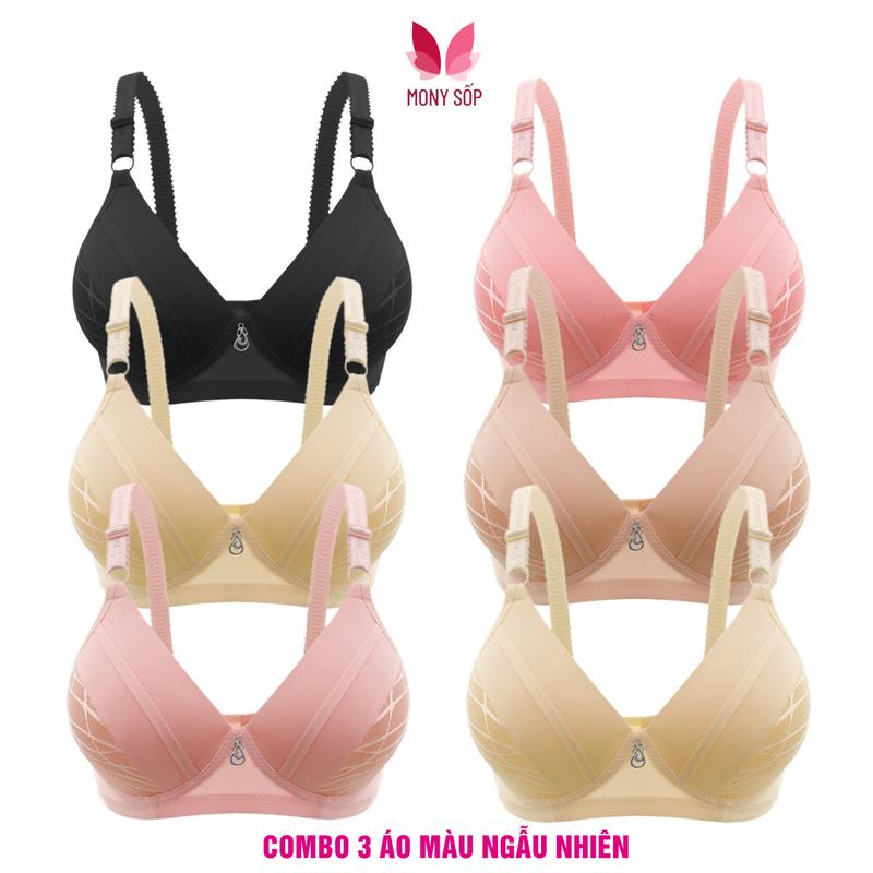 Combo 3 áo ngực mút mỏng đệm 0.5cm, áo ngực su không có gọng, áo lót không gọng nâng vòng 1, áo ngực big size cho nữ, áo ngực đệm mỏng, áo lót bigsize, áo lót bigsize chống xệ, áo lót mặc áo dài, áo ngực không mút, áo lót mỏng, áo bra big size nữ Women