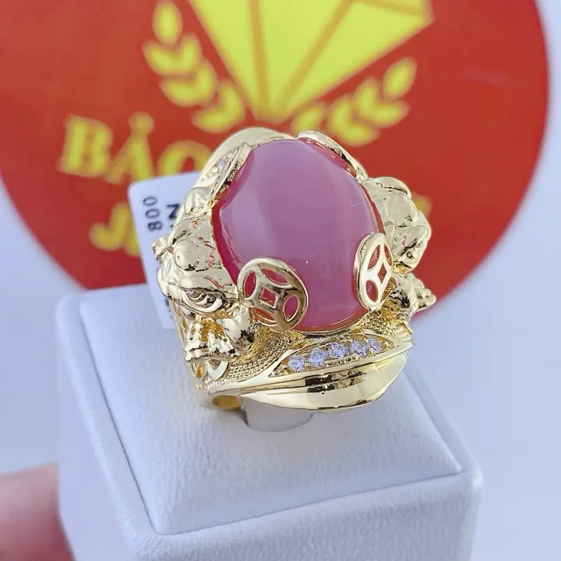 Nhẫn nam cóc ngậm ngọc đá ruby sao - Trang sức bảo long 0