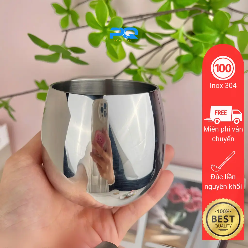 Cốc inox 304 oyatton ly uống nước trà hình quả trứng 350ml