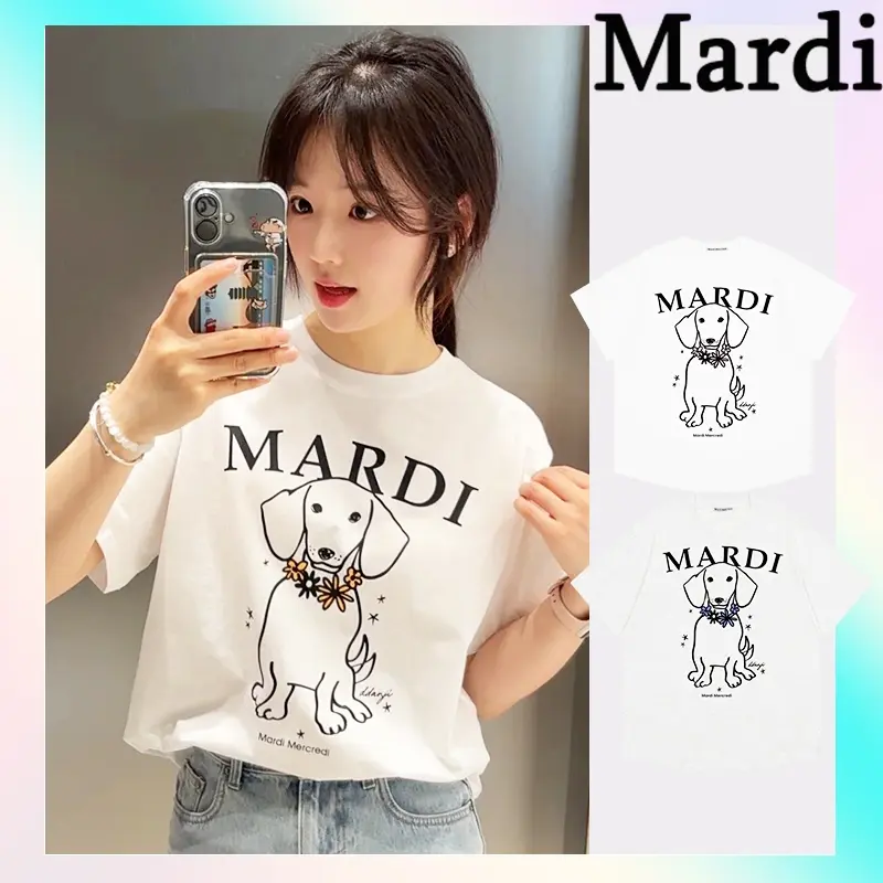 Mardi mercredi ddanji flower necklace multicolor women's loose fit fashion breathable Korean style T-shirt