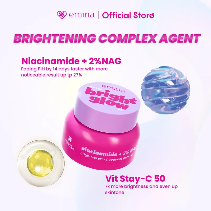 Emina Water Bright Glow Gel Moisturizer 30g | Mencerahkan & Mengurangi Flek Hitam, Kulit Glowing, Meratakan Warna Kulit, Pelembab Seringan Air, Mengandung Niacinamide, Vitamin C 2