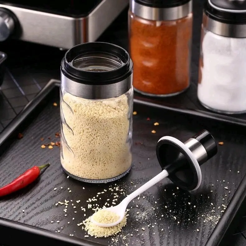 BOTOL BUMBU DAPUR WADAH GARAM MERICA BUBUK BAHAN KACA TEBAL ANTI BAKAR WADAH KEDAP UDARA BUMBU MASAKAN SERBAGUNA 4