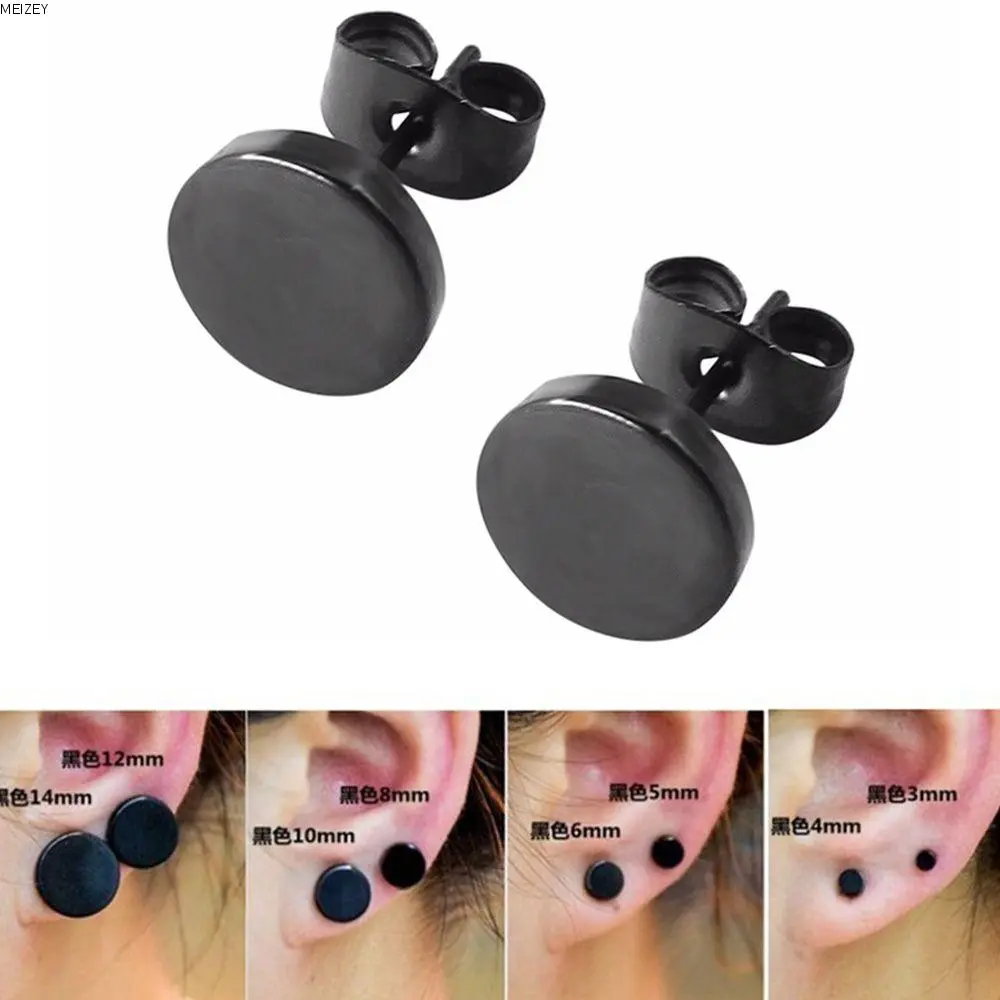 Hot Sale Fashion for Gift Black Round Shaped for Women Men Earrings Ear Studs Stainless Steel Earrings