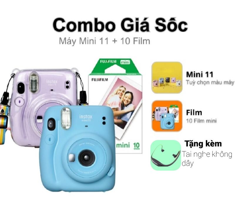 Máy Chụp Ảnh Lấy Liền Fujifilm Instax Mini 11 ( không hộp ). BH 12 tháng, phụ kiện đầy đủ. Tặng kèm Film và Tai nghe Bluetooth