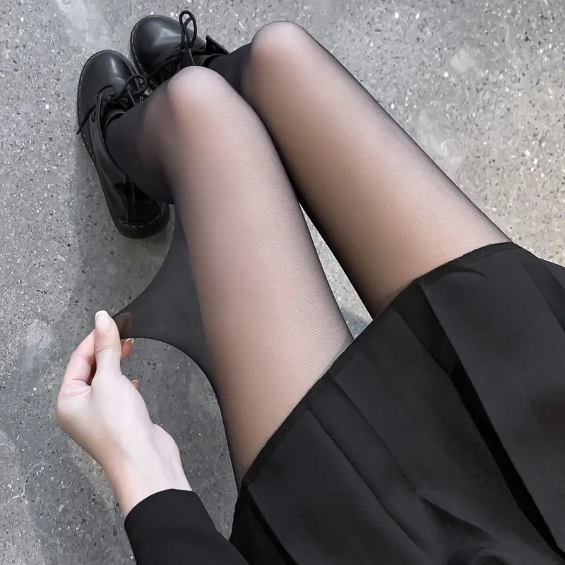 Spring Summer Women's Fishnet Stockings Anti-Snag Thin Heart Black Long Pantyhose European JK Tights