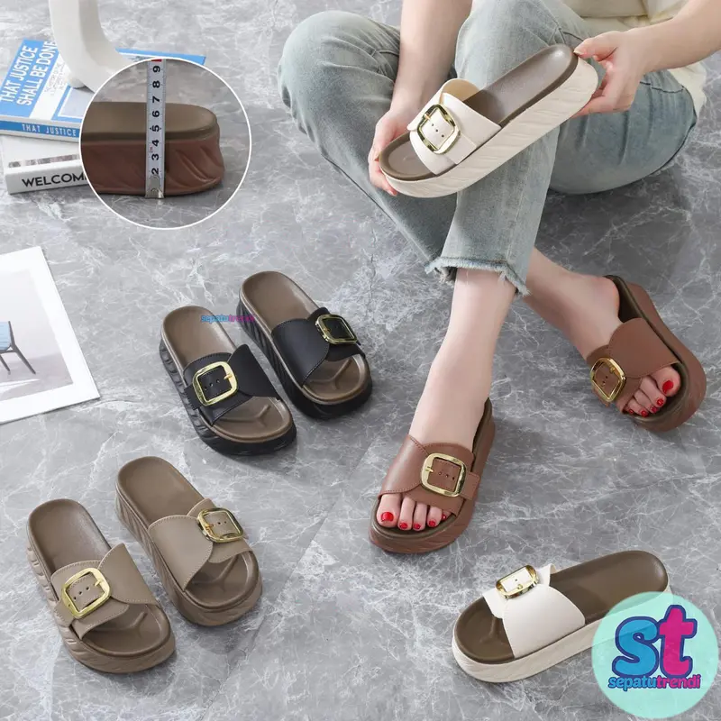 Sandal Hak Tinggi cm Simpel Elegan Block Heels Jelly 889