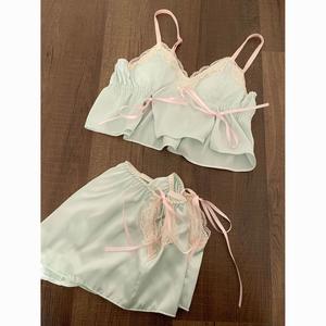 ชุดนอนลูกไม้ สไตล์บริสุทธิ์ ดีไซน์สวย อเนกประสงค์ เหมาะสำหรับฤดูร้อน มาใหม่ สไตล์บริสุทธิ์ กระโปรงกลางคืนที่บ้าน สูท OOTD สุดหรูหรา