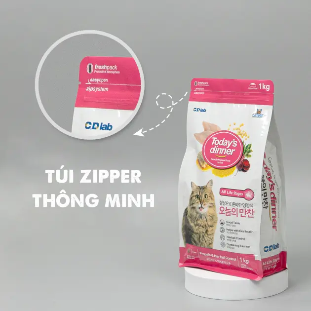 Thức ăn cho mèo mọi lứa tuổi TODAY'S DINNER 1KG [ cat hồng ] 0