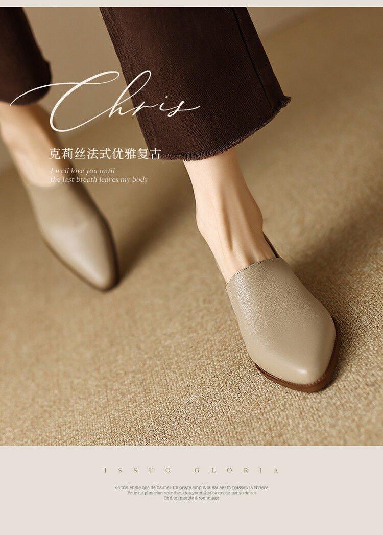 Product Introduction of Kasut Fesyen, Selipar Runcing, Kulit Lembut, Untuk Wanita, Tumit Chunky dan Pertengahan, Sesuai untuk Musim Bunga dan Musim Luruh, Ketibaan Baru, Serba guna Shoes 3