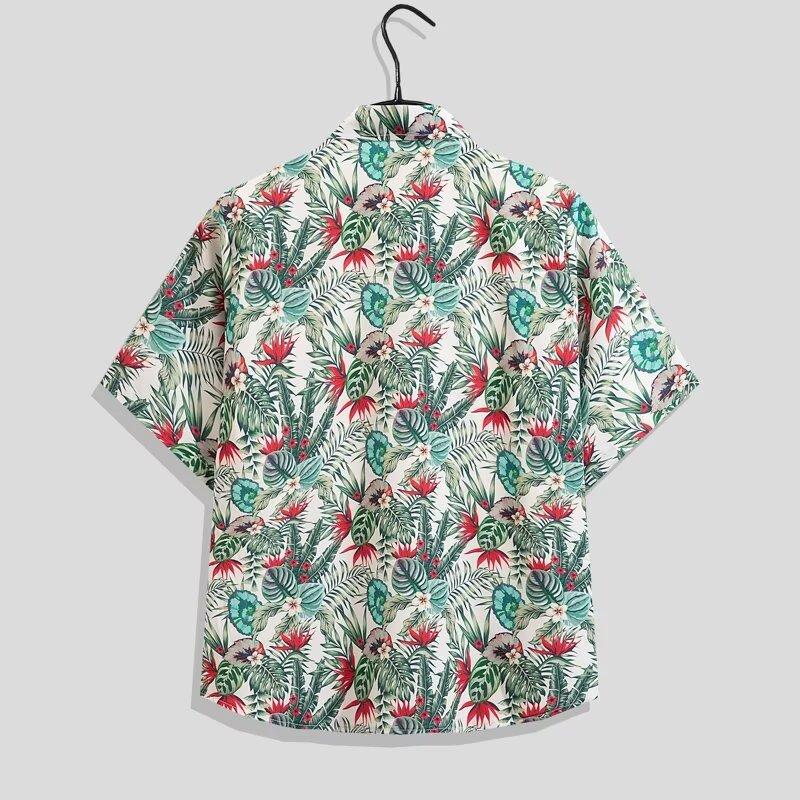 Áo Sơ Mi In Họa Tiết, Phong Cách Cổ Điển Đi Biển Hawaii, Dành Cho Nam Giới, Ngắn Tay, Mặc Mùa Hè, Dễ Phối Đồ, Dáng Rộng Vừa Vặn, Lụa Lạnh Mỏng, Cảm Giác Ngầu Thích Hợp Cho Bé Trai, Mặc Bờ Biển Và Kỳ Nghỉ, Áo Sơ Mi Thường Ngày Thời Trang 3