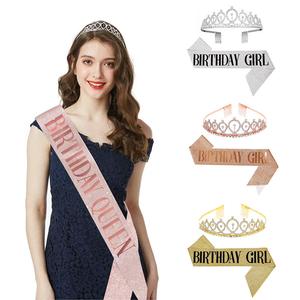 Happy Birthday Crown Ribbons Shoulder Party Shoulder Crown Banner Birthday Girl Birthday Queen