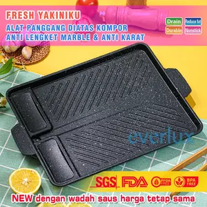 Korean Yakiniku Grill Pan Marble Coating - Alat Panggang Anti Lengket 2157 Panci Pemanggang sate daging barbeque BBQ Panci cetakan kue waffle maker supra bulgogi pan steincookware panci set mayba bolde super pan