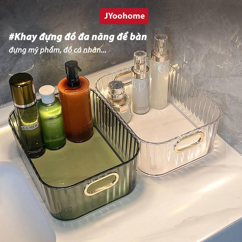 Khay đựng đồ trang điểm mỹ phẩm để bàn Acrylic JYoohome thiết kế sang trọng, giỏ đựng đa năng để dầu gội Rổ