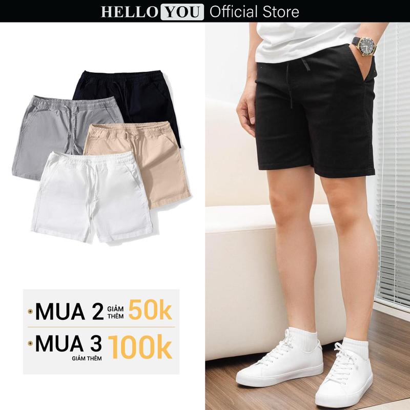Quần short kaki cotton cao cấp dày dặn, xử lý mặt vải mịn mềm không co rút, mặc hè sang trọng thoải mái Nam Menswear Kem