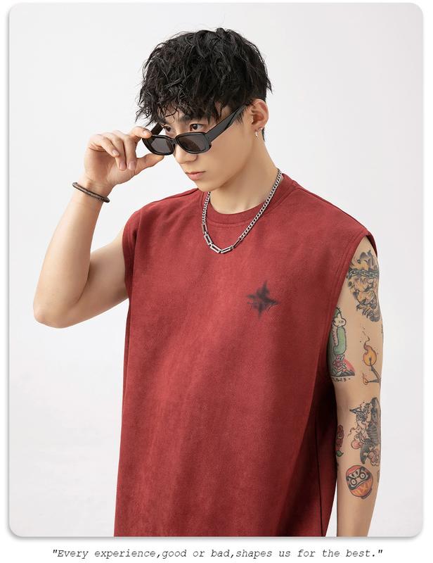 Product Introduction of Lotin Suede Thin Sports Vest Men's 2024 Summer New Sleeveless T-shirt American Letter Printed Casual Waistcoat 19