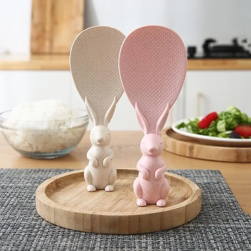 Thìa Muỗng Vá Xới Cơm Chống Dính Hình THỎ ngọċ xᶖnh Dể Thương Chất Liệu Cao Cấp Nhựa Lúa Mạch ssr 0