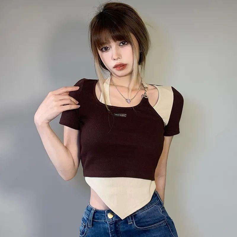 Áo croptop bigsize nữ 2 dây kiểu thời trang với thiết kế không đều với dây chuyền 5