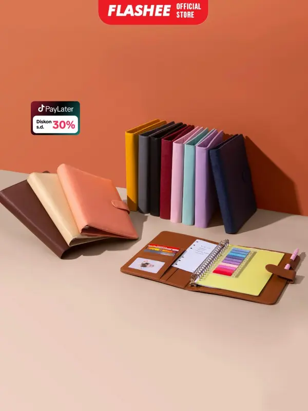 Flashee Binder Kulit Polos Eksklusif A5 20 Ring Buku Agenda Levi A5 Organizer Kulit Sintetis Cover Paper Stationery Multifungsi 0