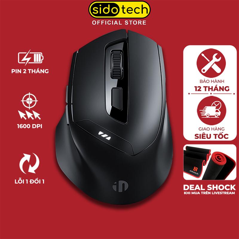 Chuột máy tính bluetooth không dây SIDOTECH DR01 thiết kế công thái học kết nối qua USB wireless hoặc bluetooth cho mọi hệ điều hành phong cách gaming 6 nút bấm 3 mức điều chỉnh DPI cho game thủ và làm việc văn phòng