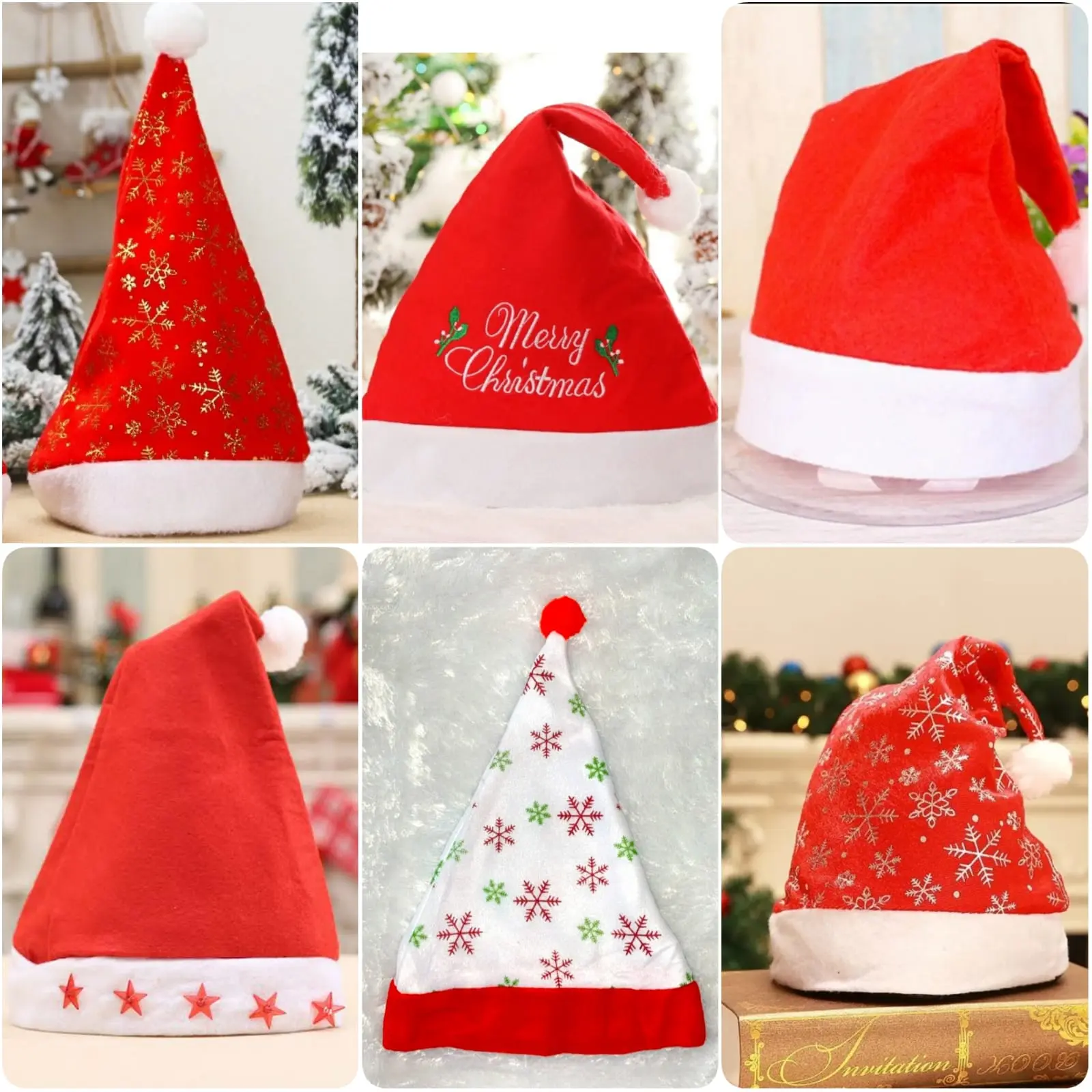 Topi Natal Anak Dewasa Santa Snowflake Bintang Non LED Merry Christmas