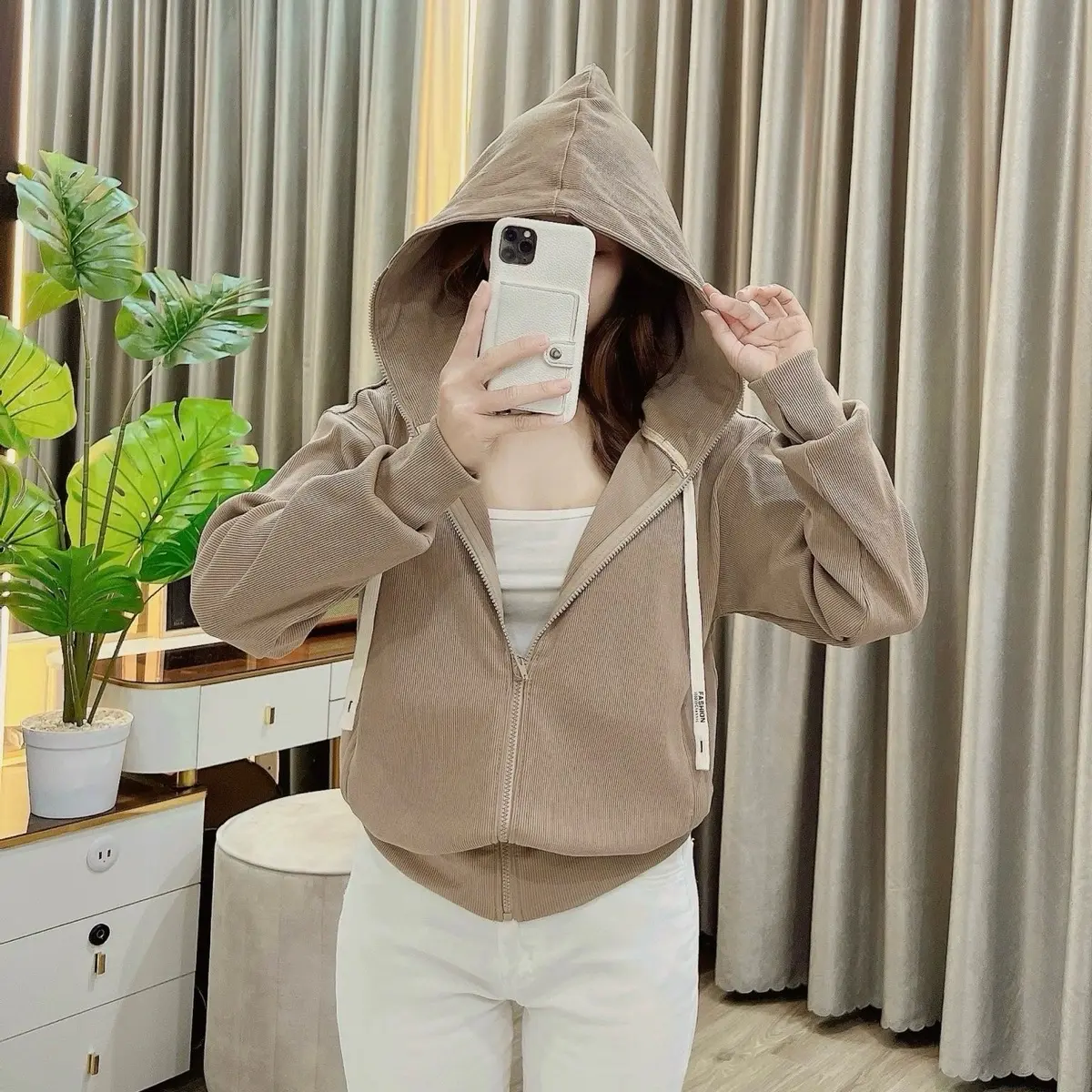 QUỲNH NHI - Áo Khoác Thun Gân Chống Nắng 6 Túi - Nón Siêu To - Vải Dày Đẹp May Kỹ - Túi Khoá Kéo (GTK)