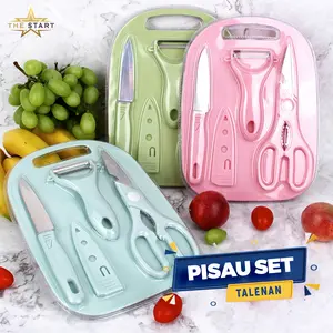 Pisau Dapur Set 4 in 1 pisau Keramik Set Talenan Gunting Pisau Buah