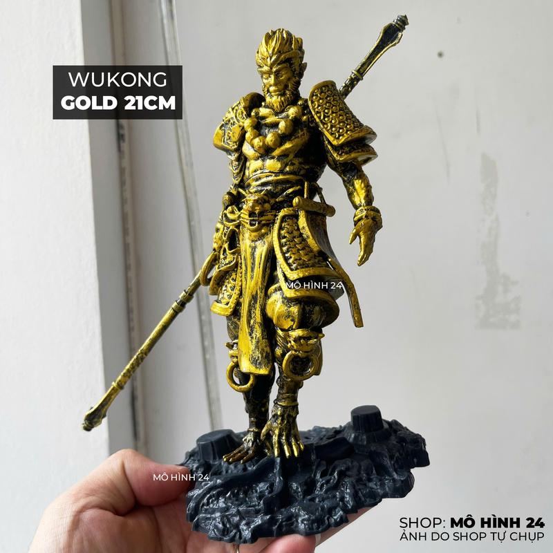 Mô hình TÔn ngộ không Wukong gold 21cm BlackMyth Black Myth nhựa giả đồng Tây Du Ký tề thiên đại thánh khỉ trang trí bể 1