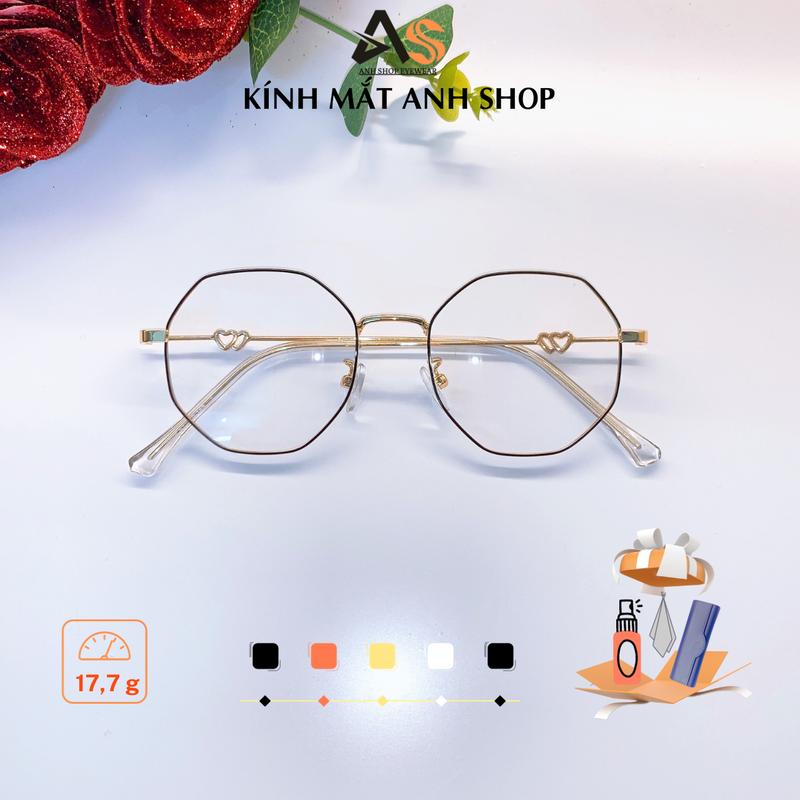 Gọng kính lục giác trái tim kim loại thanh mảnh nhẹ 19050A