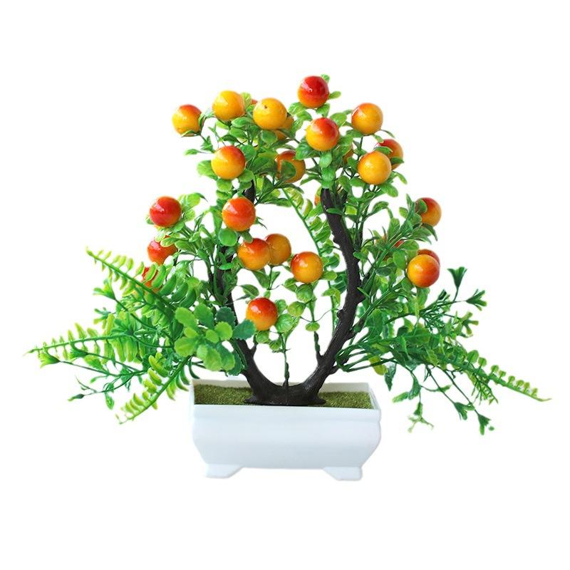  Cây quả vàng ngọc hạnh phúc Cao 23cm rộng 21cm  KÈM CHẬU  giả có hoa Trang trí decor Nhiều màu sắc Đồ trang trí Hoa Sen Decor Phòng 