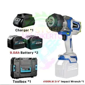 Kamolee 3/4" 4100N.M 21v 9mAh Cordless Impact Wrench Cordless Brushless Motor